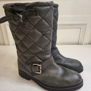 KURT GEIGER - Kg Kurt Geiger Grey Tamar Quilted leather Moto Boots